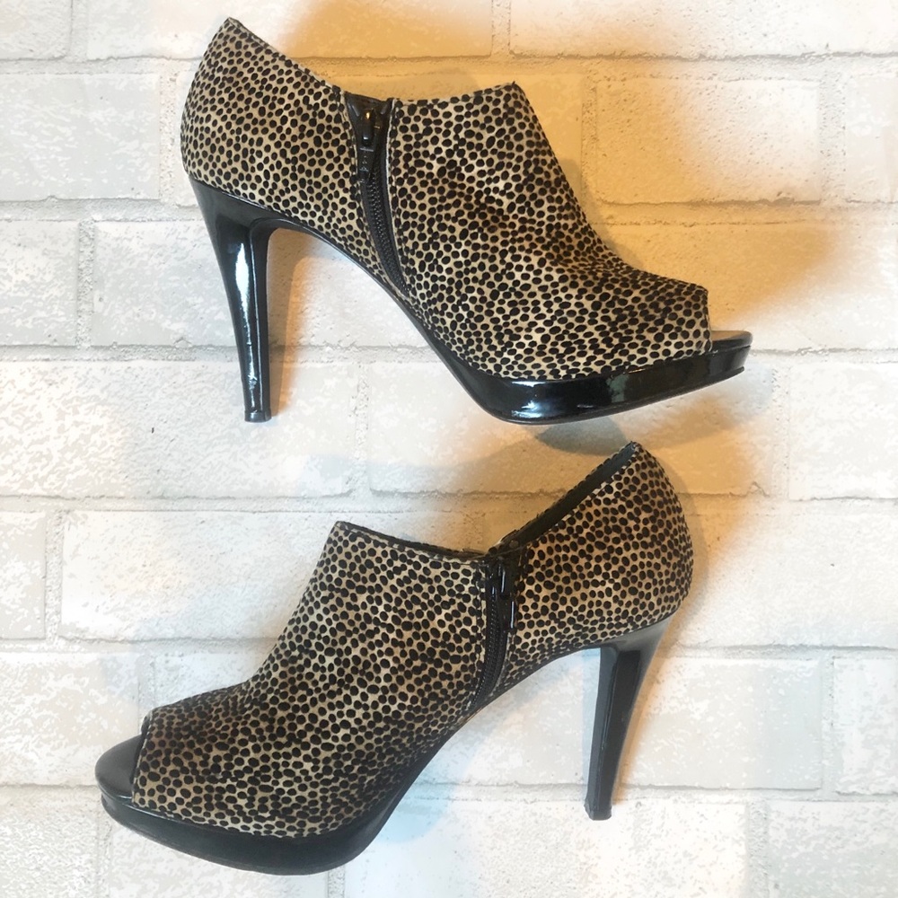 Alfani Leopard Print Platform Peep Toe Booties Stiletto Heel 9